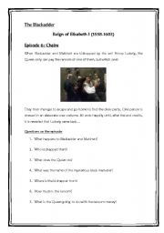 English worksheet: The Blackadder. Elisabeth I. Episode 6, Chains