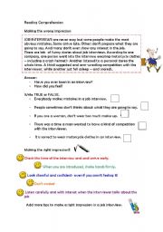 English Worksheet: Reading: Making the wrong impression