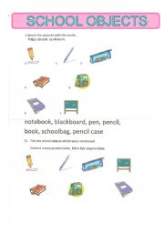 English worksheet: School objects
