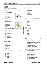 English Worksheet: TESTS for 4th grade