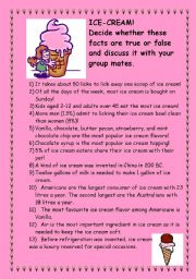 English Worksheet: interesting facts about ice-cream