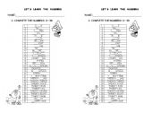 English Worksheet: NUMBERS 0 - 30