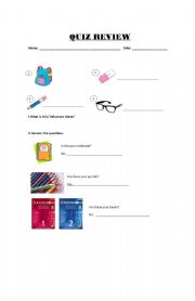 English Worksheet: school supplies and different activities
