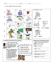 English Worksheet: review  test