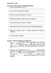 English Worksheet: semantics
