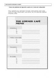 English Worksheet: menu