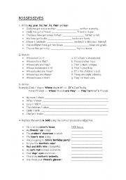 English Worksheet: Possessive case, possessive adjectives and whose