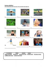 English Worksheet: Leisure Activities
