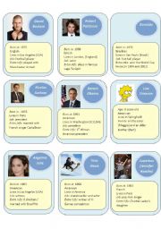 English Worksheet: Guess who cards 3