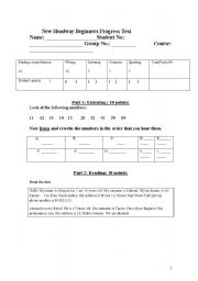 English worksheet: Progress Test