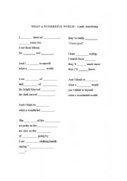 English Worksheet: What a Wonderful World - Louis Armstrong (song)