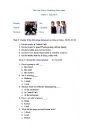 English Worksheet: Friends Season 1 Episode 9