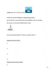 English worksheet: Imagine you are on a desert island