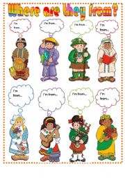 English Worksheet: Where are they from ?