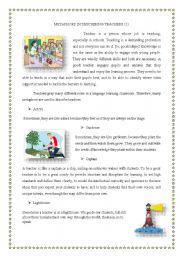 English Worksheet: teachers roles