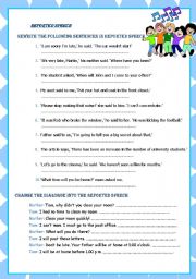 English Worksheet: reported speech