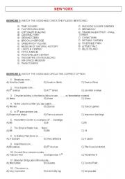 English Worksheet: NEW YORK VIDEO WORKSHEET