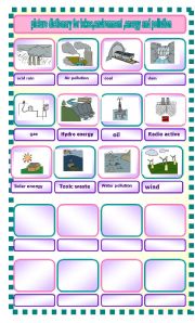 English Worksheet: picture dictionary for environment and energy