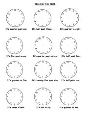 English Worksheet: Draw the clocks