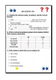 English Worksheet: Future Tense with be going to