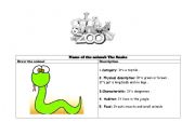 English Worksheet: The Zoo (Animal description)