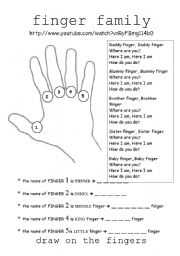 English Worksheet: finger family