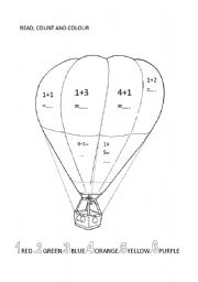 English Worksheet: read, count and colour