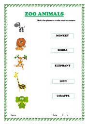 English Worksheet: Zoo Animals