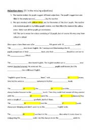 English worksheet: Adjective story