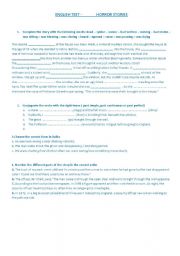 English Worksheet: test- HORROR STORIES