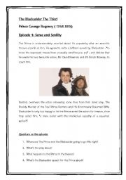 English worksheet: The Blackadder The Third, episode 4