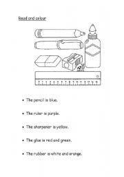 Colour the school objects!