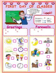 English Worksheet: FIRST DAY OF CLASSES!