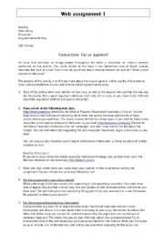 English worksheet: VIVSECTION Web assignment