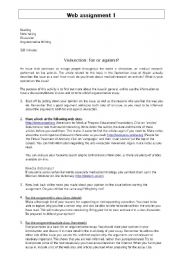 English Worksheet: VIVSECTION Web assignment