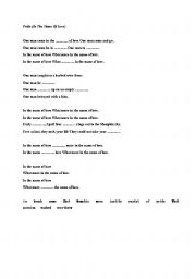 English worksheet: U2/In The Name Of Love Song Worksheet