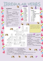 irregular verbs crossword and sentences