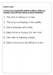 English Worksheet: Nouns