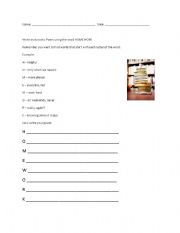 English Worksheet: Acrostic Poem Homework