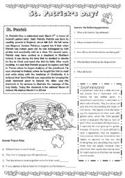 English Worksheet: St. Patricks Day