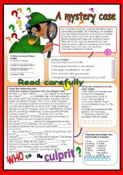 English Worksheet: A mystery case