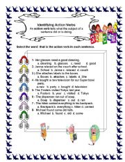 English Worksheet: action verbs