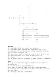 English Worksheet: Crime Crossword puzzle