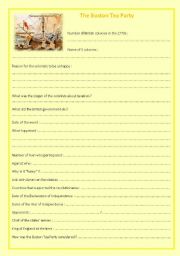 English Worksheet: The Boston Tea Party