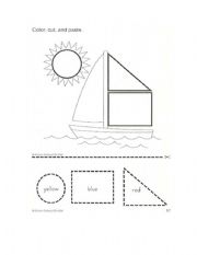 English Worksheet: Color the shapes