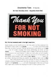 English Worksheet: Please Quit Smoking (4th form Tasks) 2012