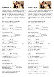 English worksheet: You dont own me - easy song (film Dirty dancing )