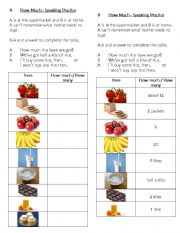 How much/many Speaking Practice Gapfill