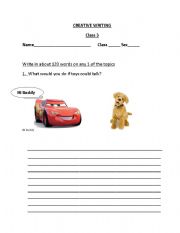 English Worksheet: Creative Writing for grade 3