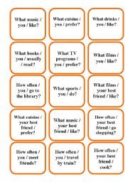 English Worksheet: Present Simple Question Cards-2